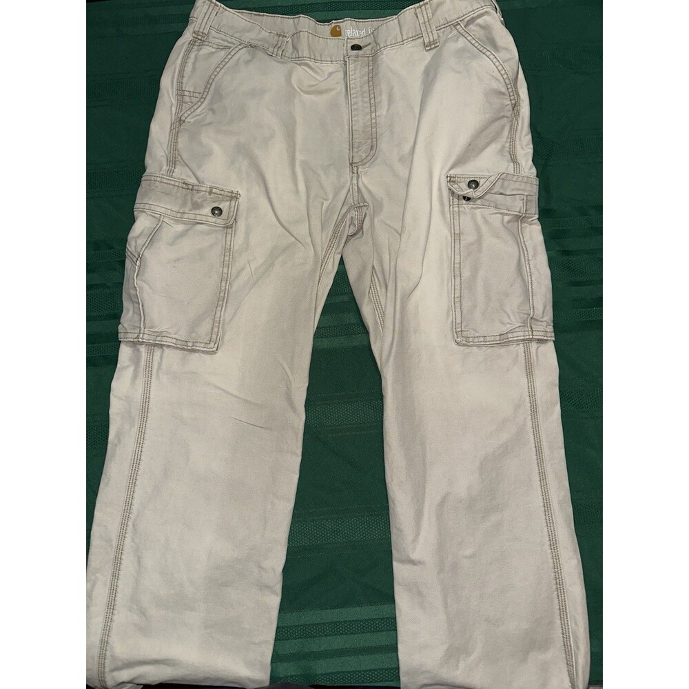 Carhartt Cargo Pants Lite Beige Tan Double Front Pockets Relaxed Fit Men’s 38x30